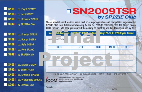 Final Projekt karty QSL dla SN2009TSR